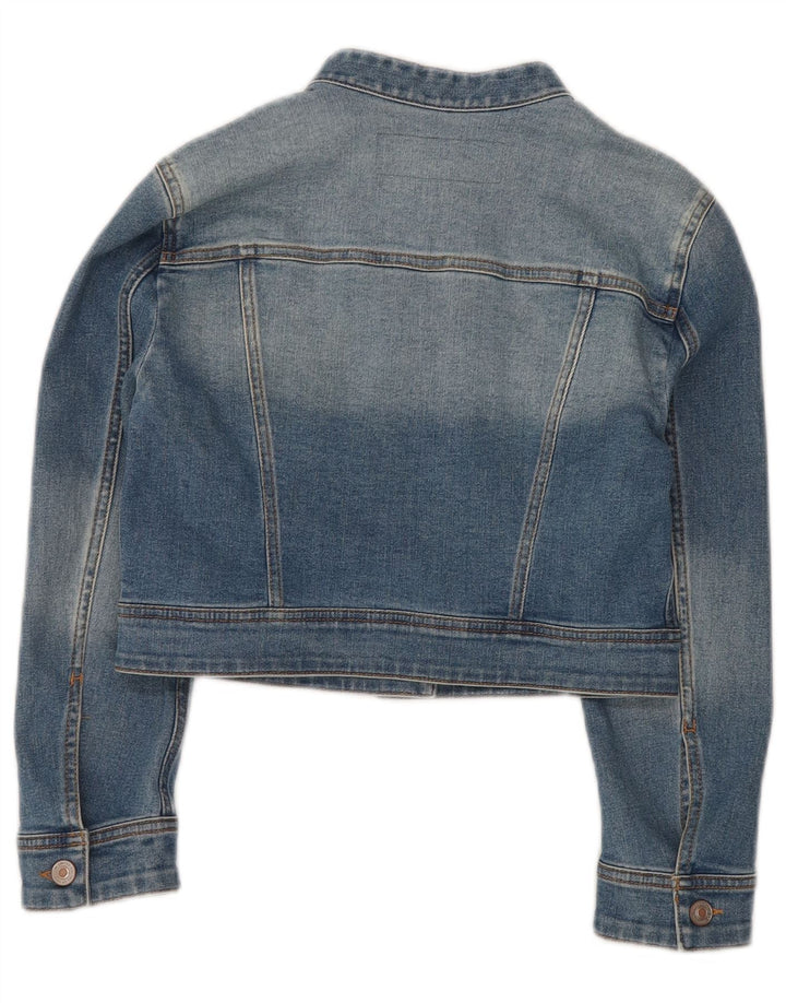 BENETTON Chaqueta vaquera corta para mujer UK 10 Small Blue Cotton