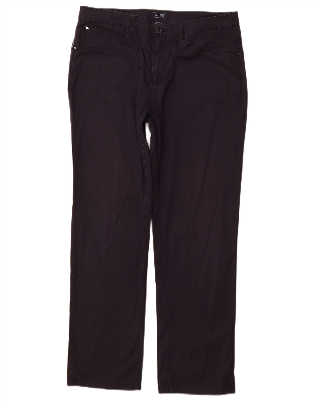 ARMANI Mujer Magnolia Pantalones Casuales Rectos W31 L28 Algodón Azul Marino
