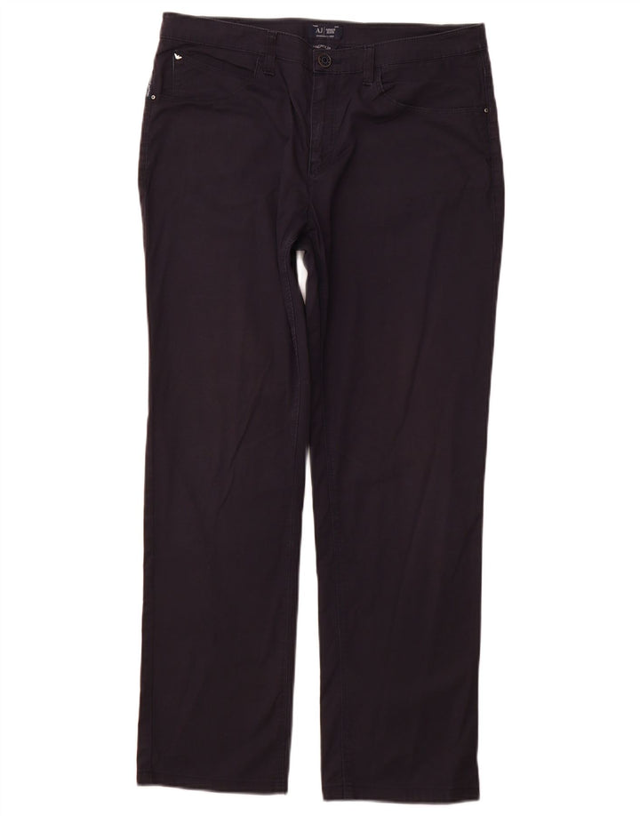 ARMANI Mujer Magnolia Pantalones Casuales Rectos W31 L28 Algodón Azul Marino