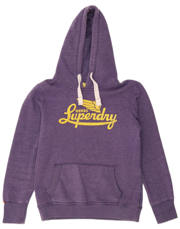 SUPERDRY Jersey con capucha gráfica para mujer Reino Unido 44 Grande Algodón morado