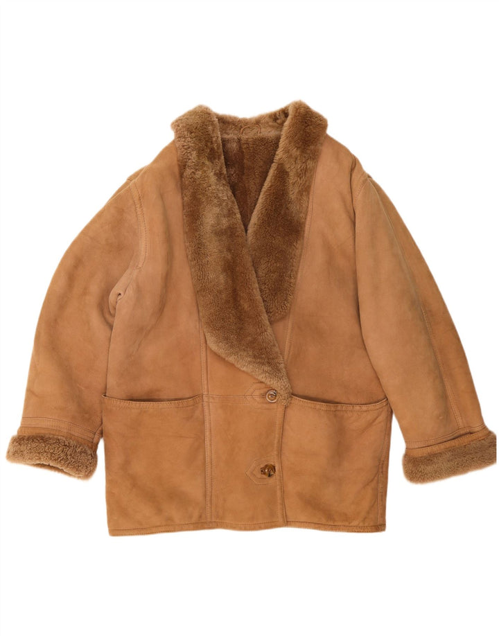 Christia Chaqueta de piel de oveja para mujer UK 20 2XL Beige