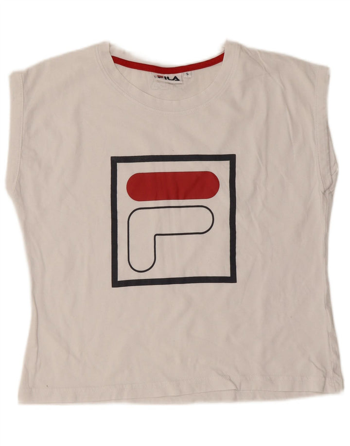 Fila Camiseta gráfica para mujer Top UK 10 Small White
