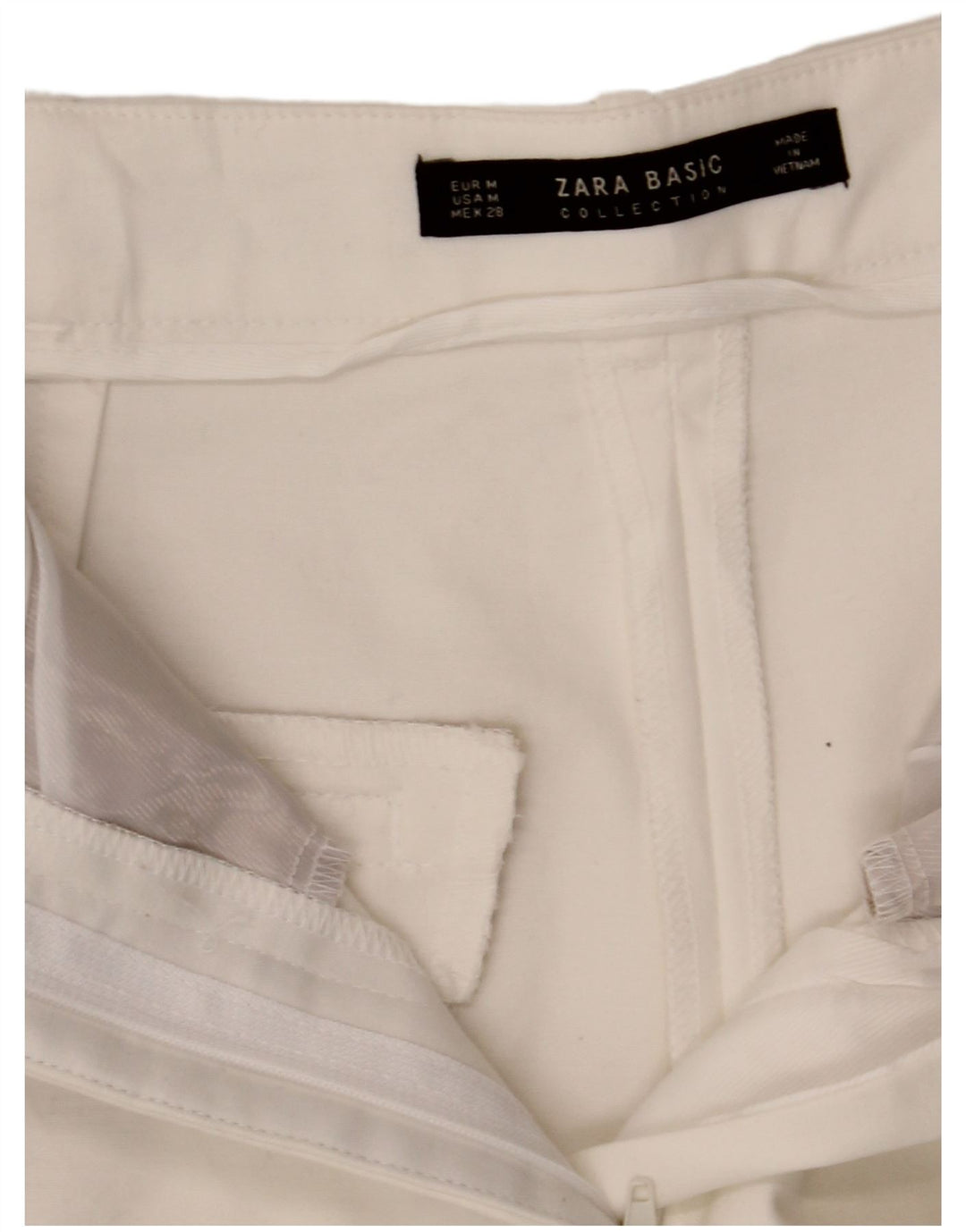 Zara Mujer Pantalones Cortos Chinos De Cintura Alta Mediano W28 Blanco