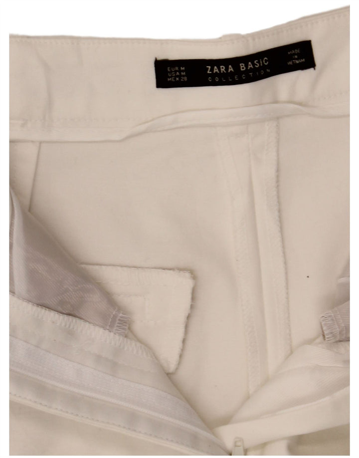Zara Mujer Pantalones Cortos Chinos De Cintura Alta Mediano W28 Blanco