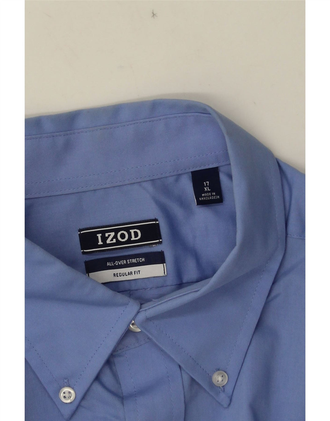 IZOD Camisa de manga corta para hombre, ajuste regular, talla 17, XL, azul