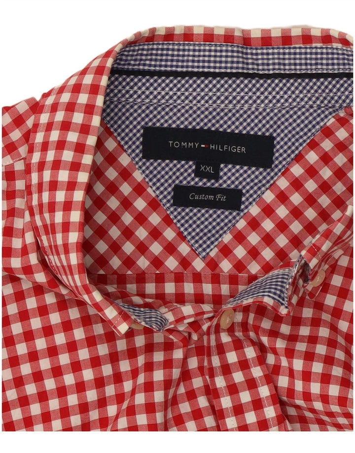 TOMMY HILFIGER Camisa de manga corta con ajuste personalizado para hombre 2XL Algodón a cuadros rojo