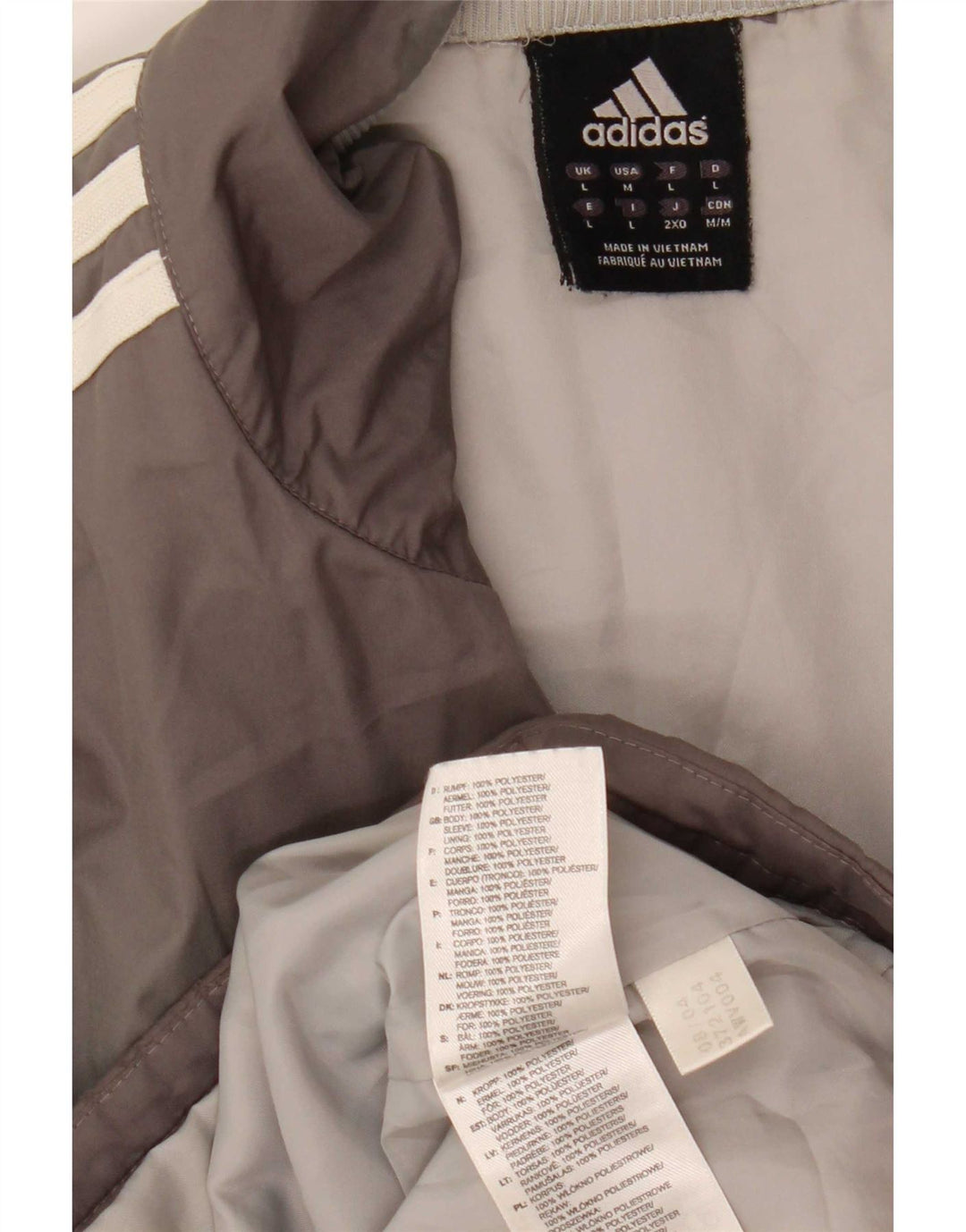 Adidas Chaqueta acolchada para hombre UK 40 Large Gris Colorblock Poliéster