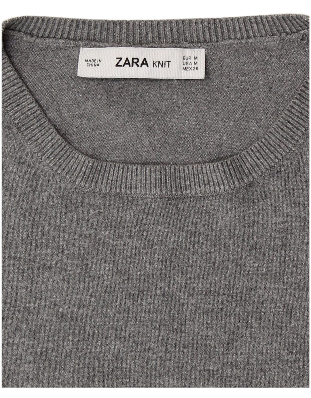 Zara - Jersey de cuello redondo para mujer, talla 40, color gris medio