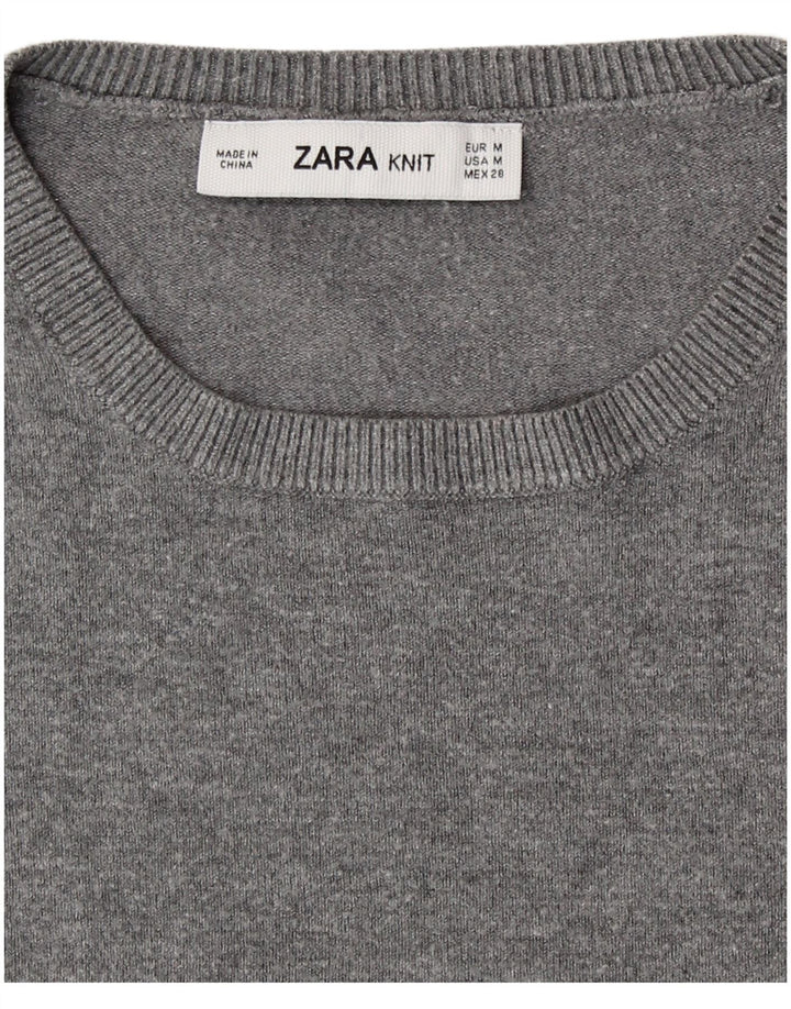 Zara - Jersey de cuello redondo para mujer, talla 40, color gris medio