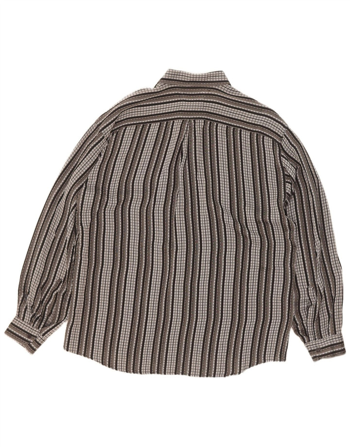 Camisa vintage para hombre de acetato a rayas grises grandes