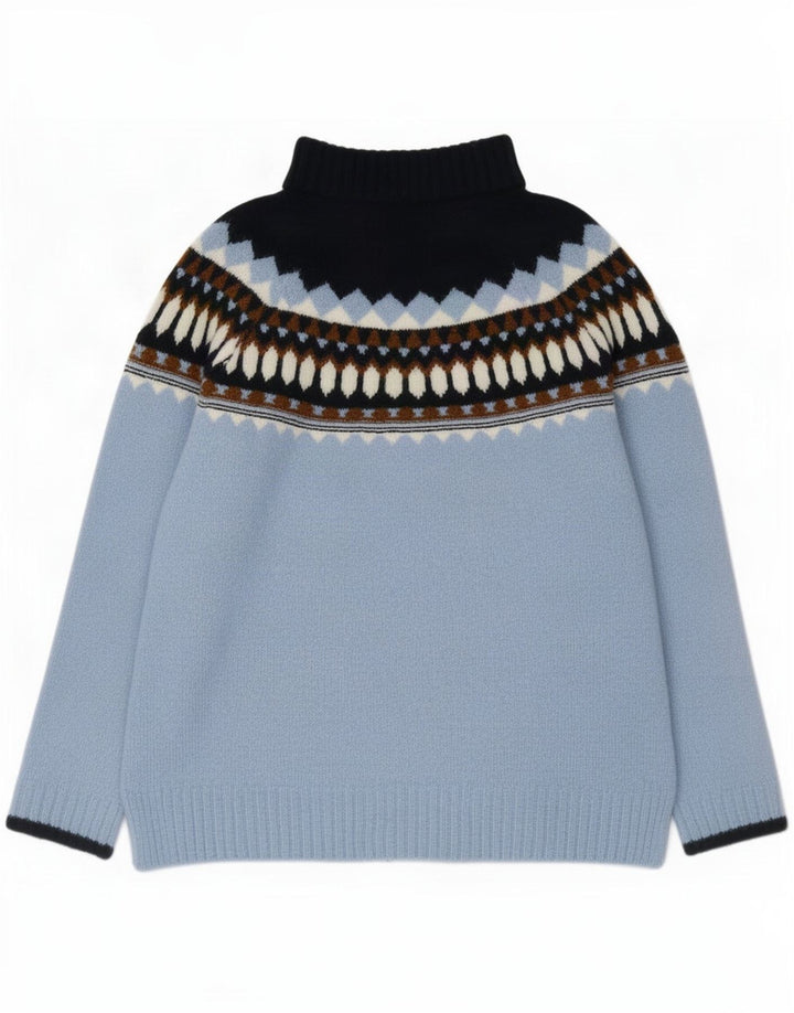 Marks & Spencer Suéter tipo jersey con cuello vuelto para mujer Reino Unido 44 Azul medio Geométrico