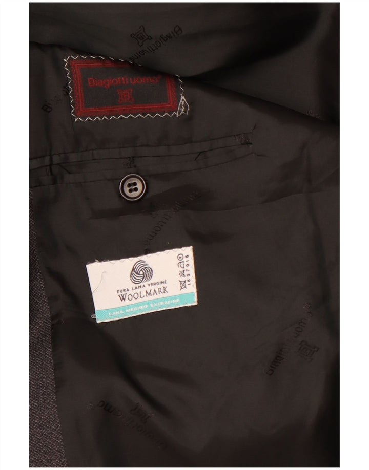 BIAGIOTTI Chaqueta tipo blazer de 3 botones para hombre UK 40 Large Grey Merino Wool