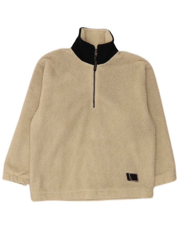 Hot Stuff - Jersey de forro polar con cuello y cremallera para mujer, talla S, color beige