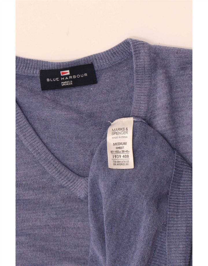 Marks & Spencer Jersey con cuello en V en color azul Harbor para hombre con moteados en azul medio