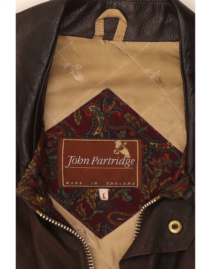 John Partridge Chaqueta de algodón encerado para hombre Reino Unido 40 Marrón grande