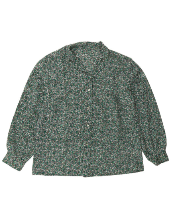 VINTAGE Womens Shirt UK 16 Large Green Floral