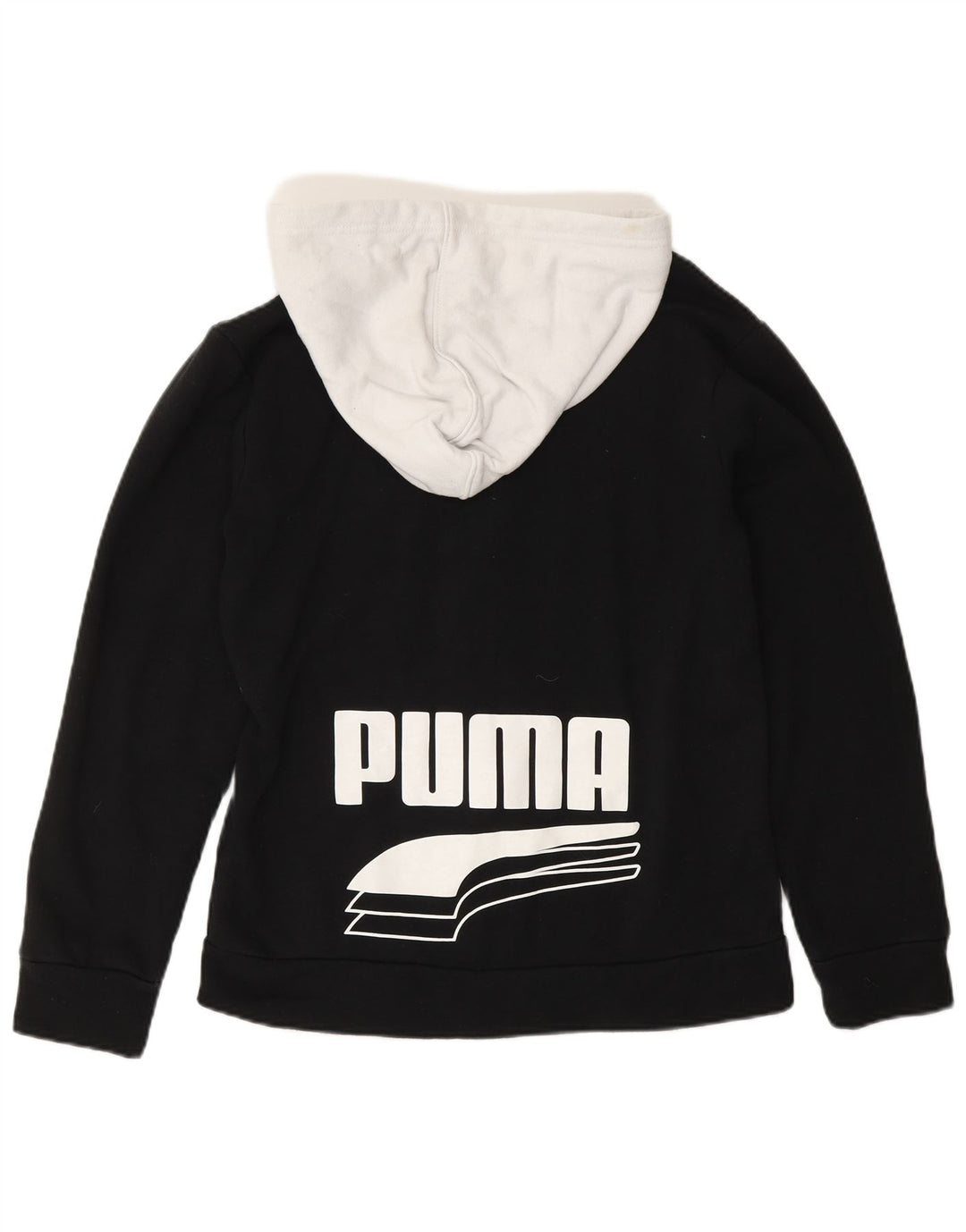 PUMA Boys Graphic Zip Hoodie Sweater 14-15 Years Large Black Colourblock
