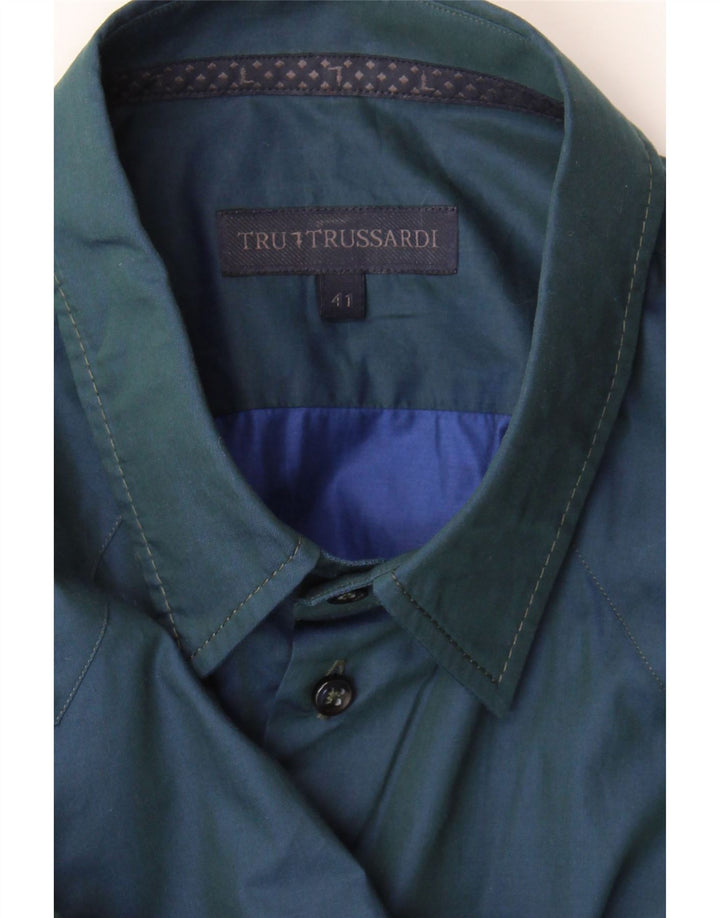 Camisa Trussardi Hombre Talla 41 Mediana Azul Marino