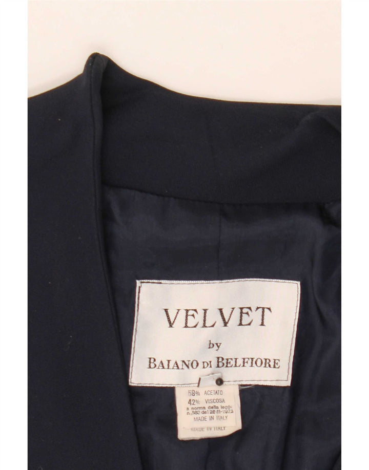 Vintage mujer 3 botones Blazer chaqueta IT 46 grande acetato azul marino