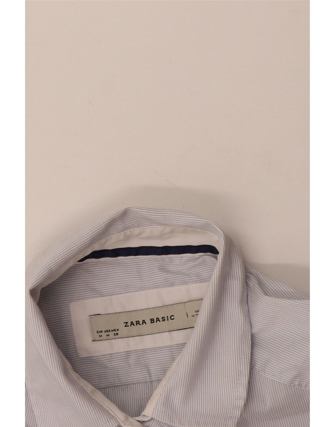 Zara Mujer Camisa Manga Corta UK 44 Medium White Pinstripe