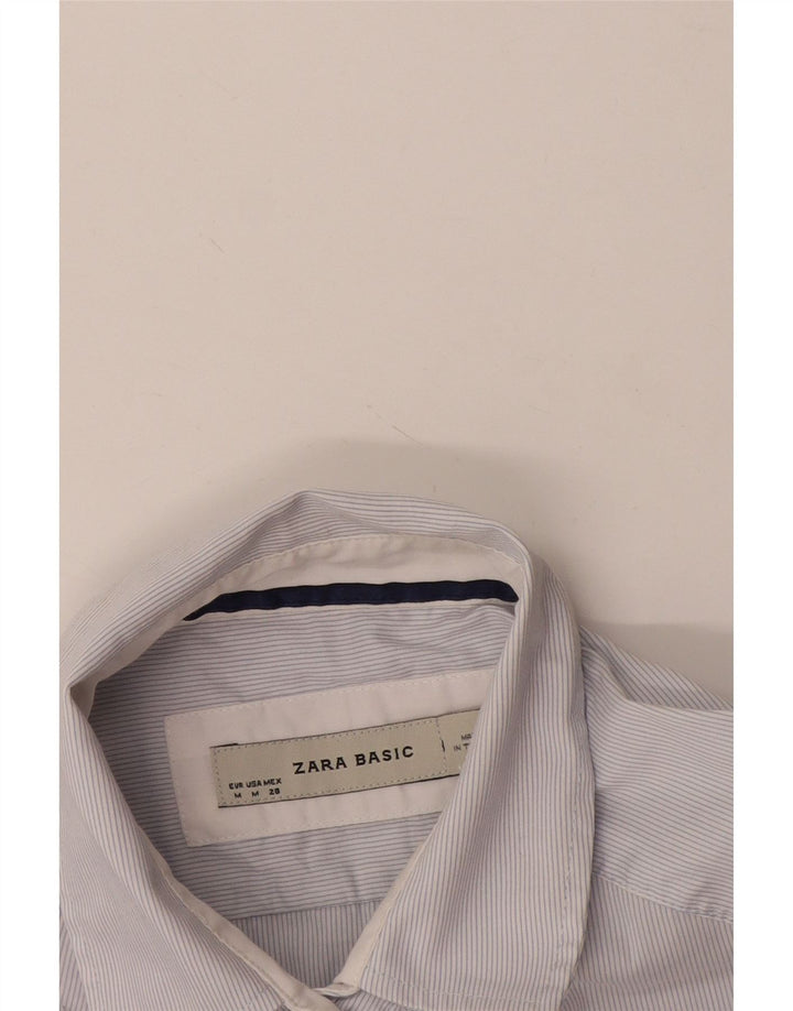 Zara Mujer Camisa Manga Corta UK 44 Medium White Pinstripe