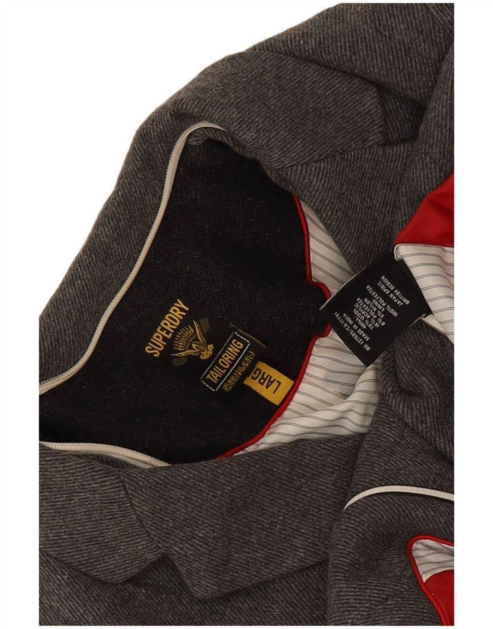 Superdry Chaqueta tipo blazer de 2 botones para mujer, talla 44, talla grande, lana gris