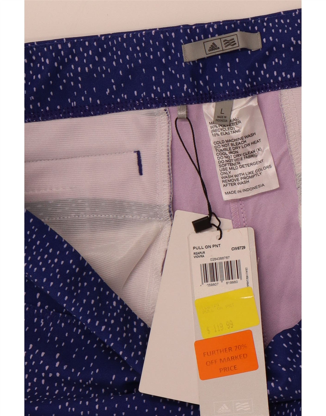 ADIDAS Leggings cortos para mujer UK 46 Poliéster con manchas azules grandes