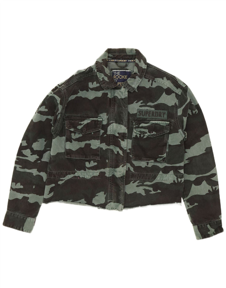 Superdry Chaqueta Vaquera Corta Para Mujer Reino Unido 42 Algodón De Camuflaje Verde Medio