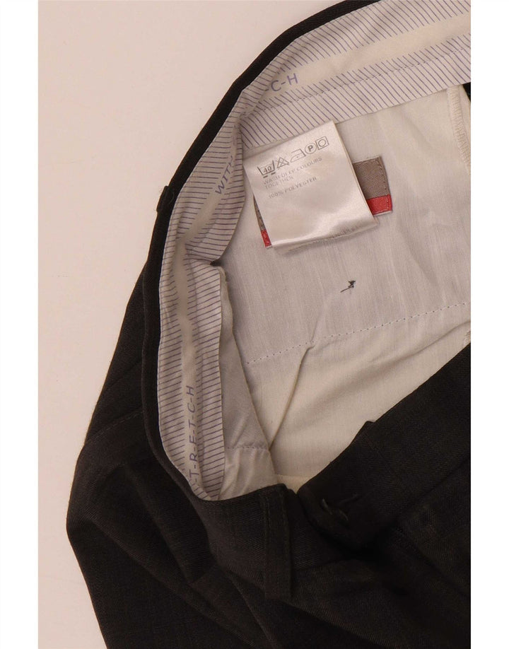 Marks & Spencer Pantalón de traje con pinzas para hombre W34 L33 Poliéster gris