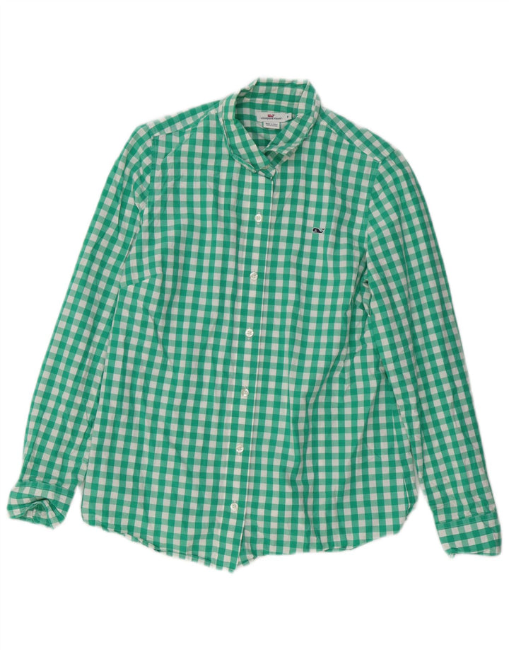 VINEYARD VINES Camisa para mujer US 6 Medio Verde Gingham Algodón