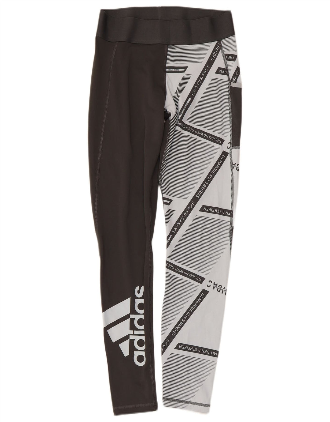 ADIDAS Leggings de tres rayas para mujer Reino Unido 8/10 Pequeño Negro Geométrico