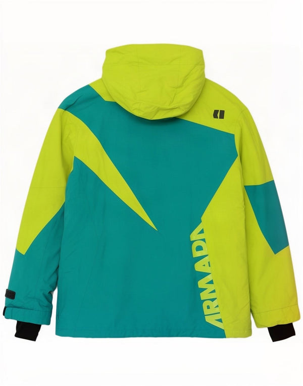 Armada Chaqueta de esquí con capucha gráfica para hombre UK 40 Large Nylon color block verde
