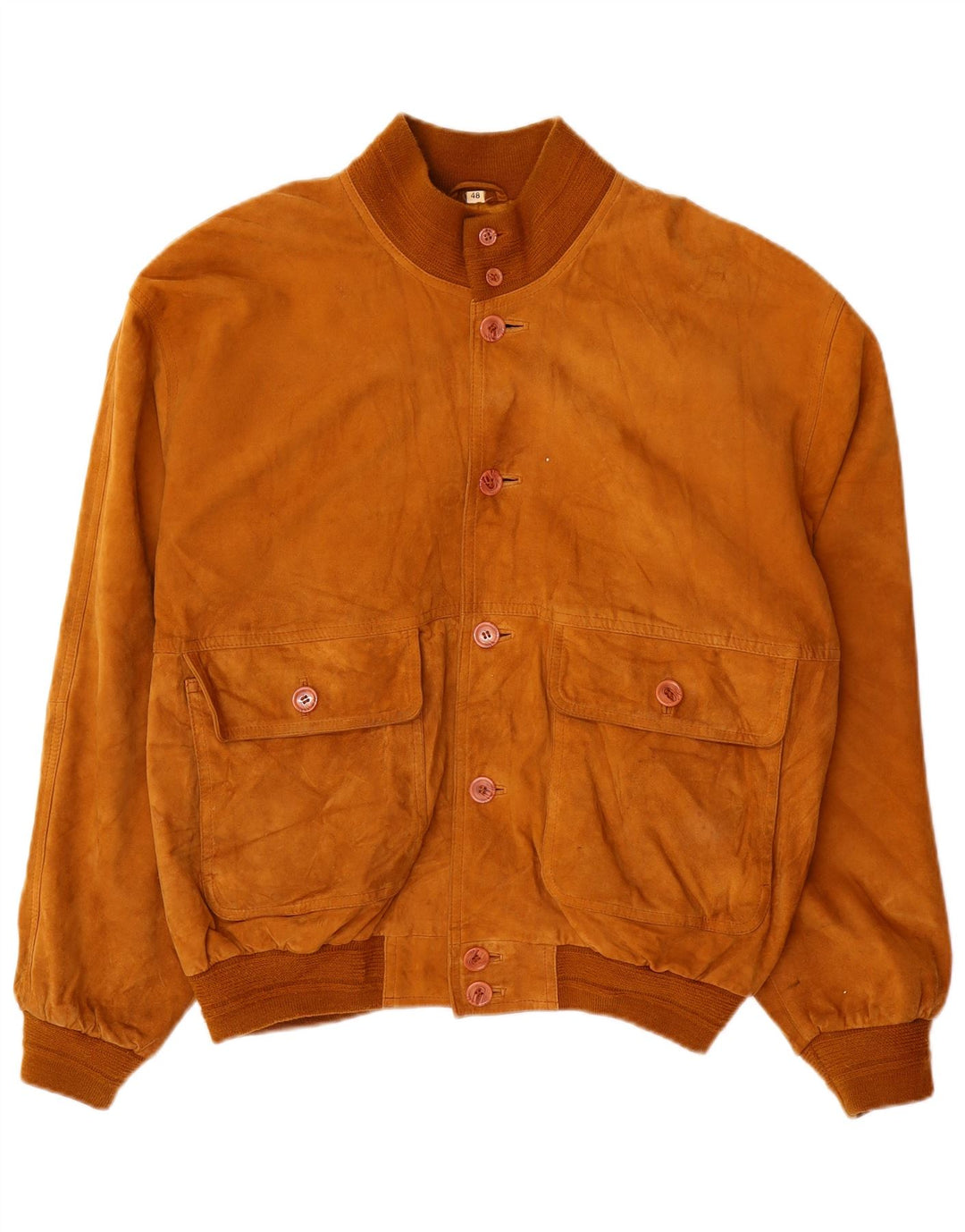 O'Kief Chaqueta bomber de ante holgada para hombre IT 48 Cuero marrón medio