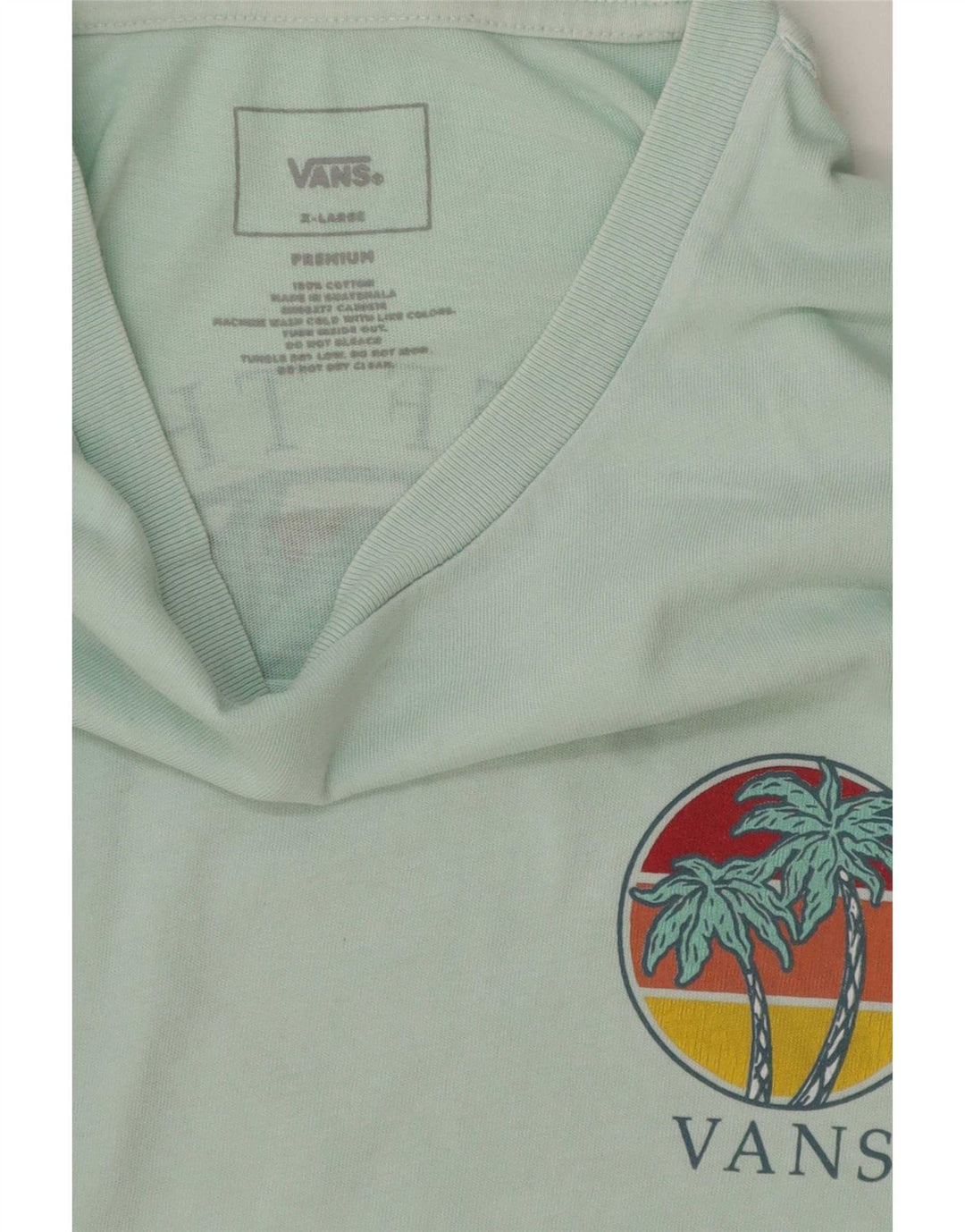 Vans Hombre Camiseta Gráfica Top XL Turquesa Algodón