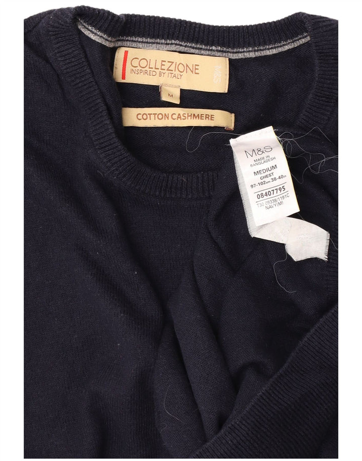 Marks & Spencer Jersey de cuello redondo para hombre de algodón azul marino mediano