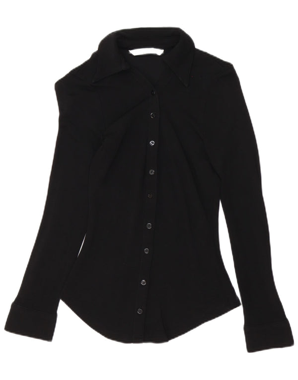 Zara Mujer Blusa Camisa UK 6 XS Viscosa Negra