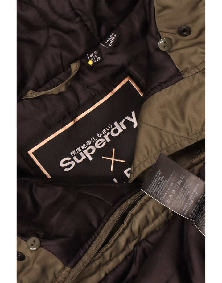 Superdry Parka con capucha para mujer, talla 40, poliéster verde pequeño