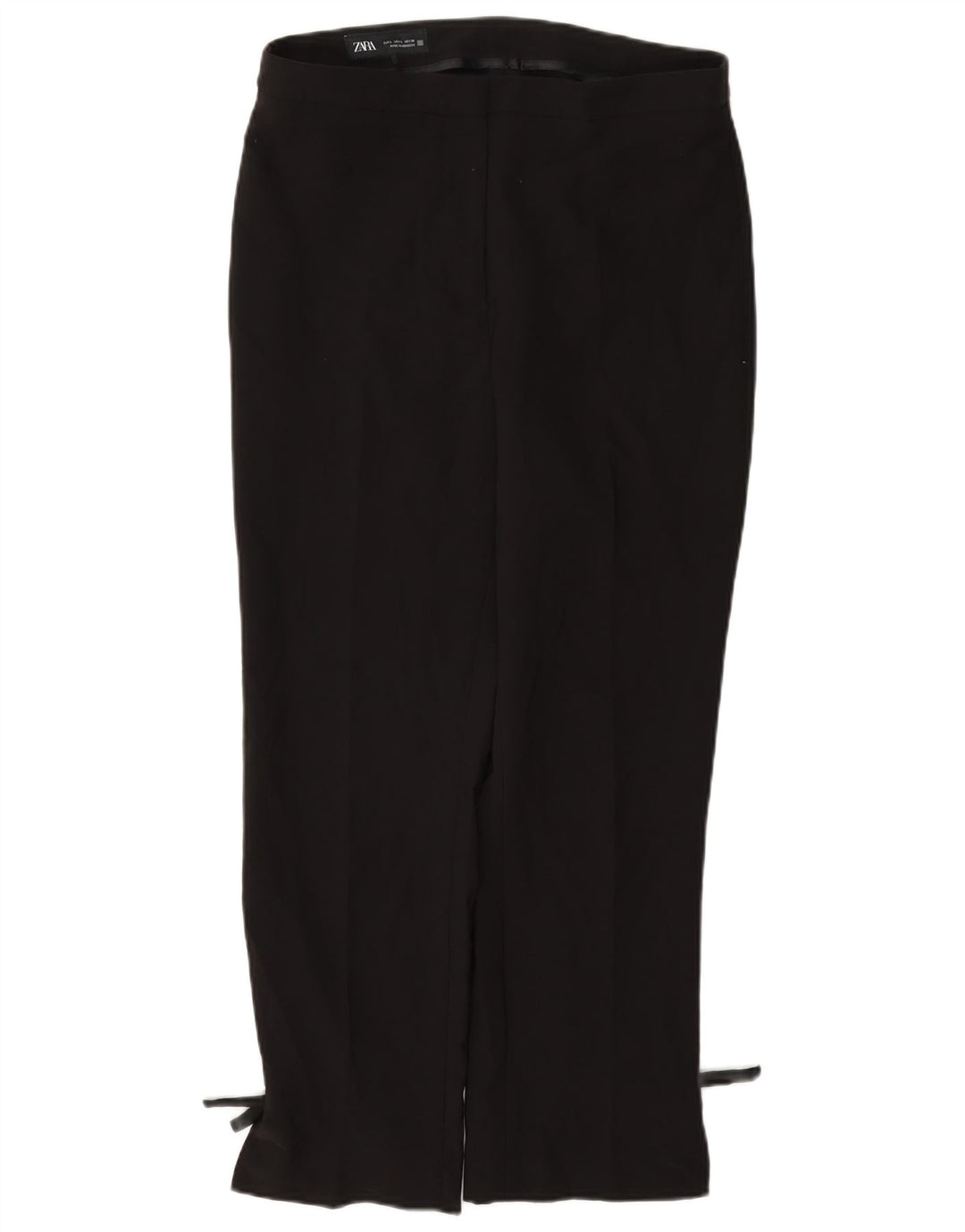 Zara Mujer Pantalón Casual Recto Grande W30 L27 Poliéster Negro