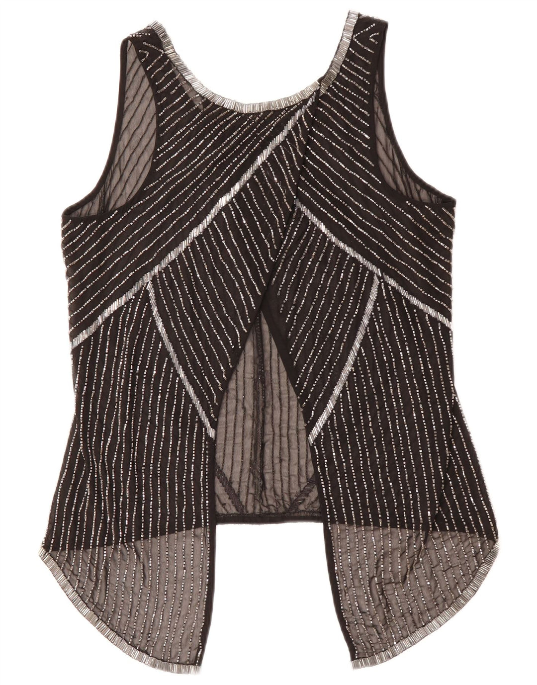 BIBA Top transparente sin mangas para mujer UK 10 Small Poliéster a rayas negras