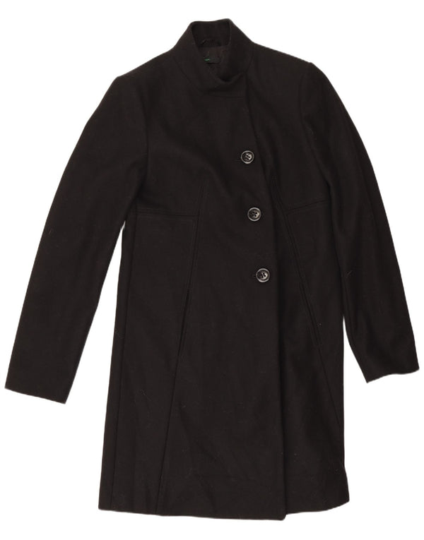Abrigo Benetton Mujer IT 42 Mediano Lana Negro