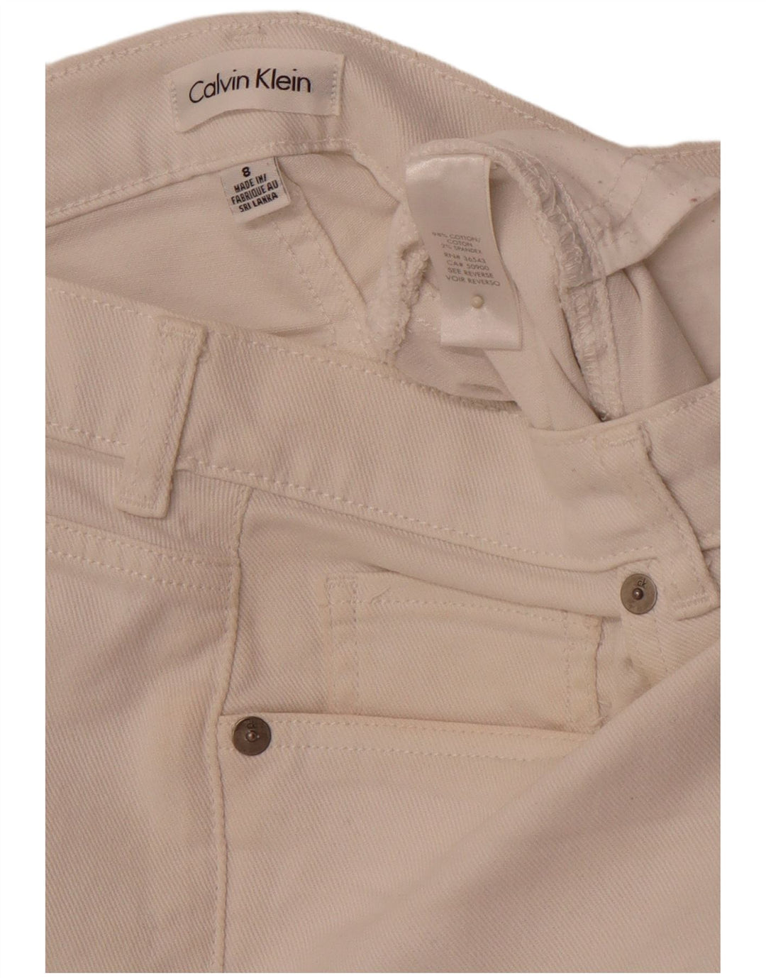 CALVIN KLEIN Pantalones cortos de mezclilla para mujer US 8 Mediano W32 Algodón blanco