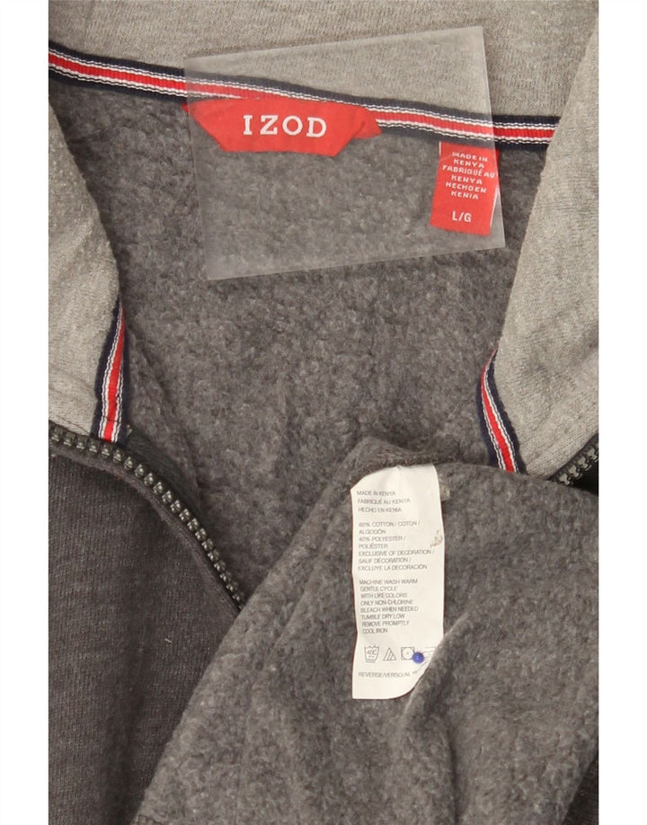 IZOD - Sudadera con cuello y cremallera para hombre, talla grande, algodón gris
