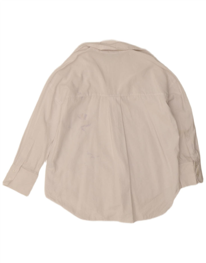 Zara Mujer Camisa Extragrande UK 44 Mediana Algodón Blanco