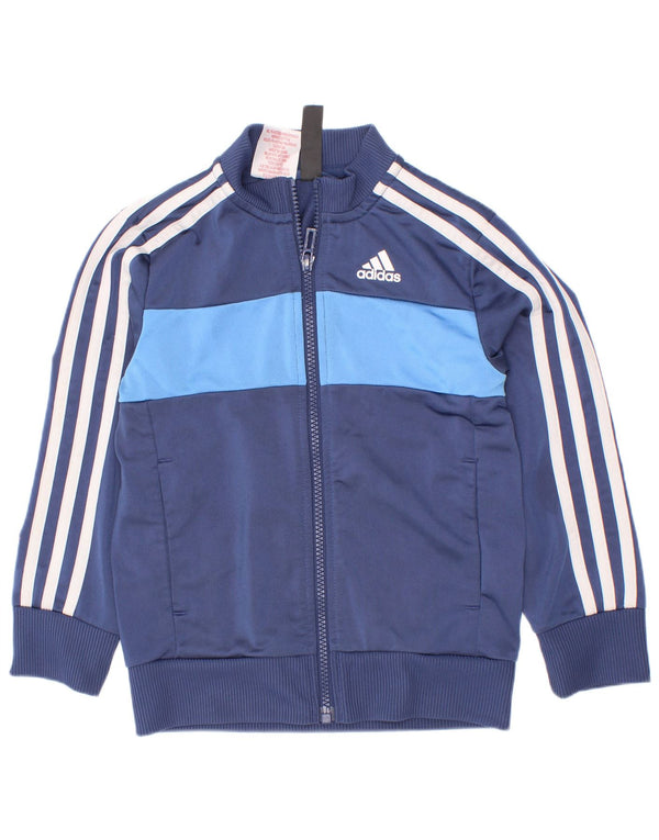 Adidas - Chaqueta de chándal para niño (5-6 años), color azul marino, poliéster