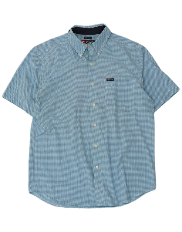 Chaps Camisa de manga corta para hombre de algodón a cuadros azul medio