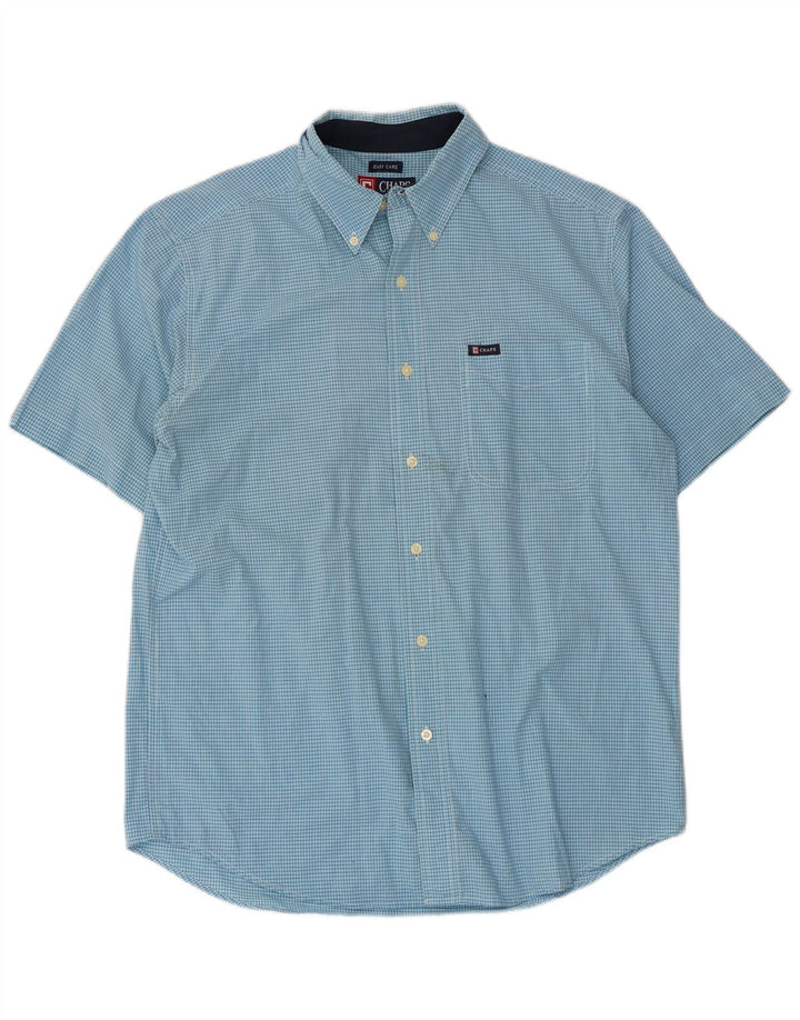 Chaps Camisa de manga corta para hombre de algodón a cuadros azul medio