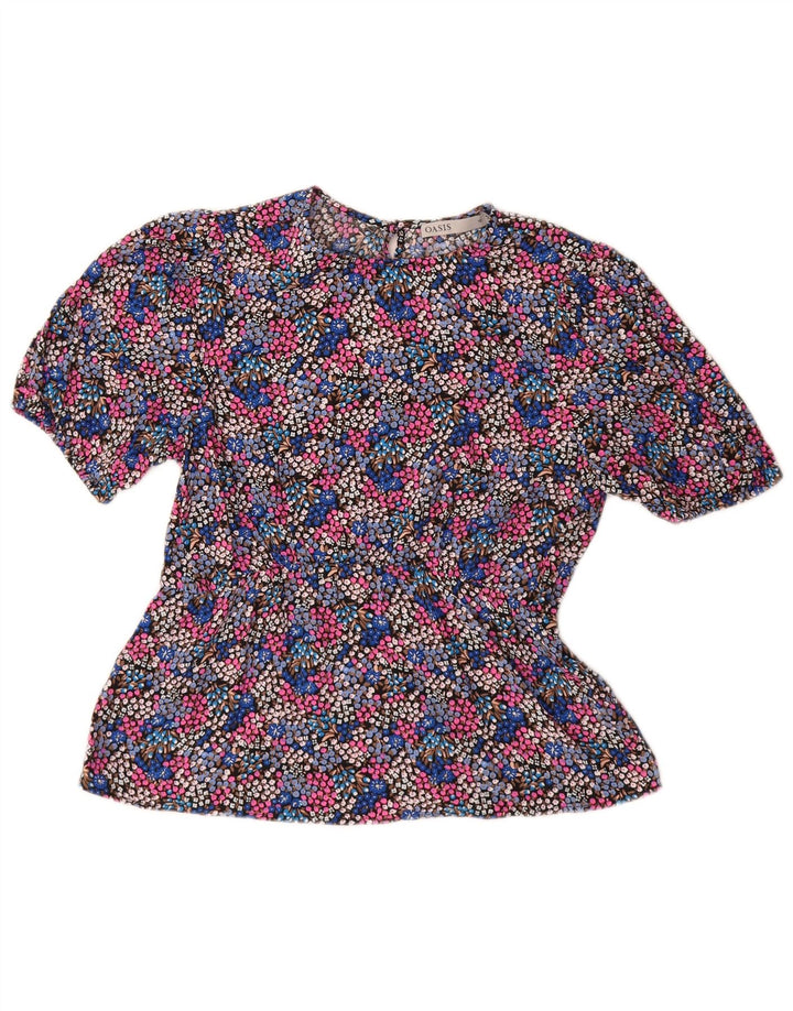 Oasis Blusa para Mujer Top UK 10 Small Multicolor Floral Viscosa