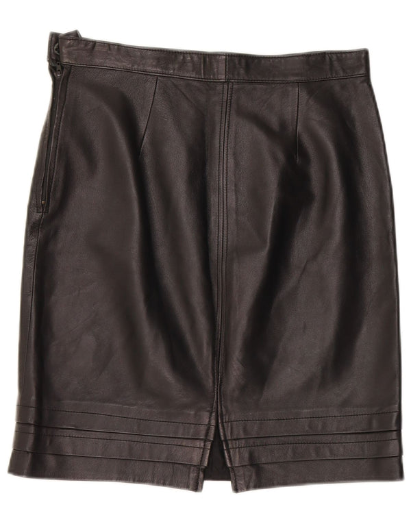 Falda de cuero vintage para mujer W28 Negro medio
