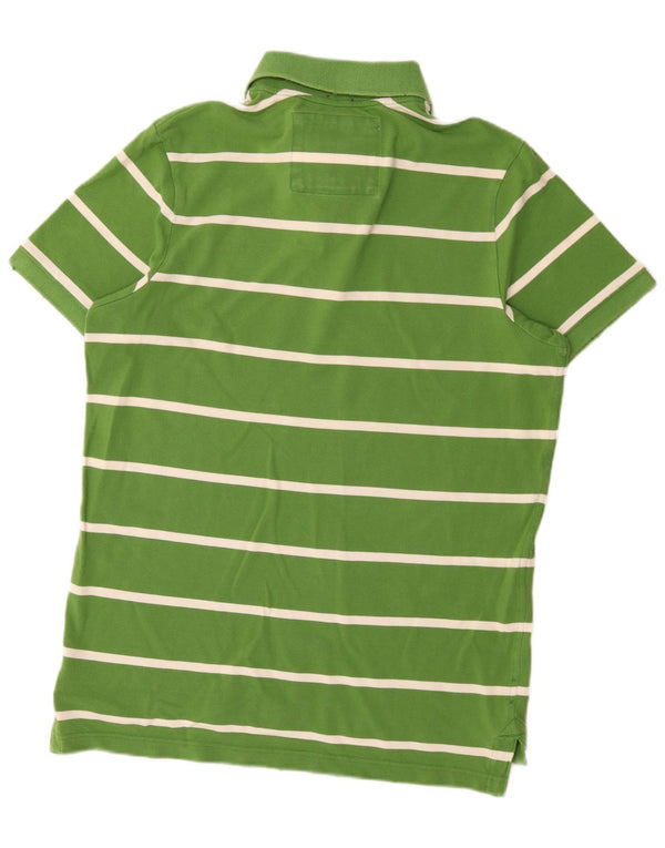 Abercrombie & Fitch Mens Muscle Rugby Polo Shirt XL Green Striped Cotton