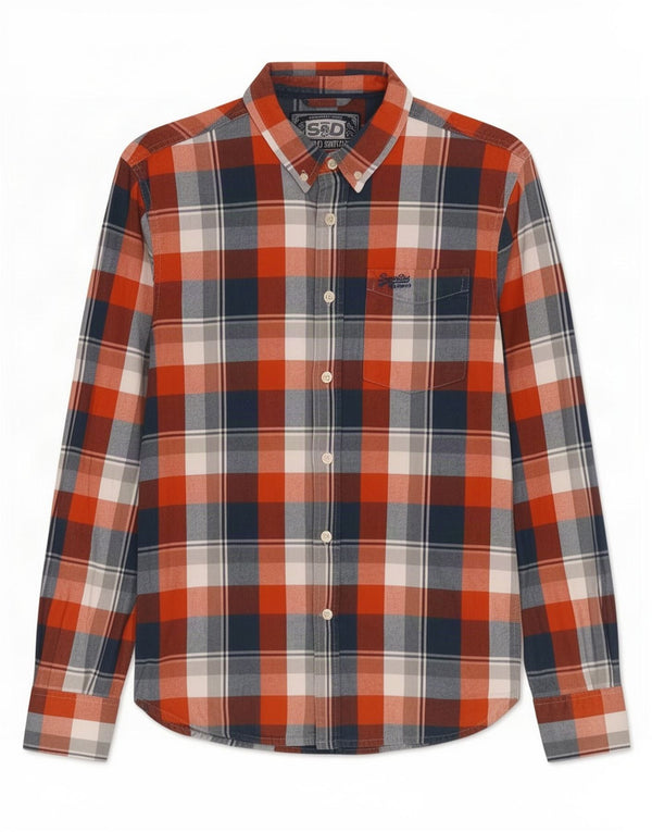 Superdry Camisa De Franela De Algodón Con Cuadros Rojos Grandes
